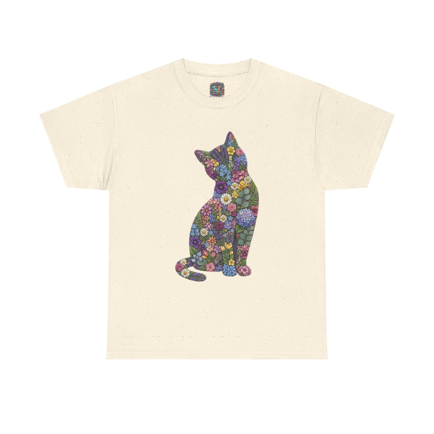 Floral Cat T‑Shirt — Colorful Flower Silhouette Tee ("There is a person in animal" back text)