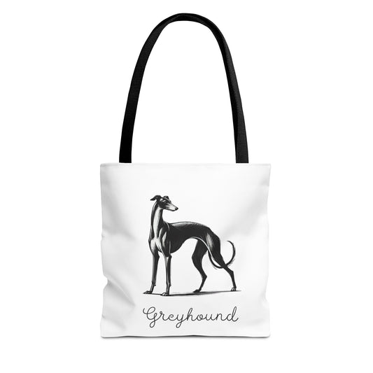 Greyhound Illustration Tote Bag – Vintage Dog Silhouette Canvas Tote