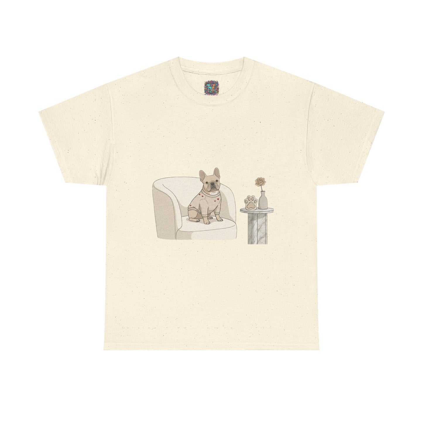 French Bulldog on Cozy Chair T-Shirt — "Thanks 4 Wearing Me Around" Cute Casual Tee