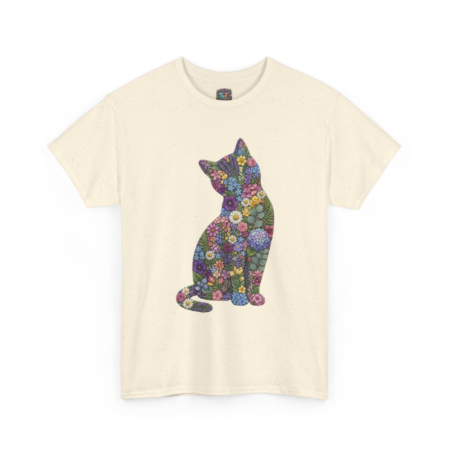 Floral Cat T‑Shirt — Colorful Flower Silhouette Tee ("There is a person in animal" back text)