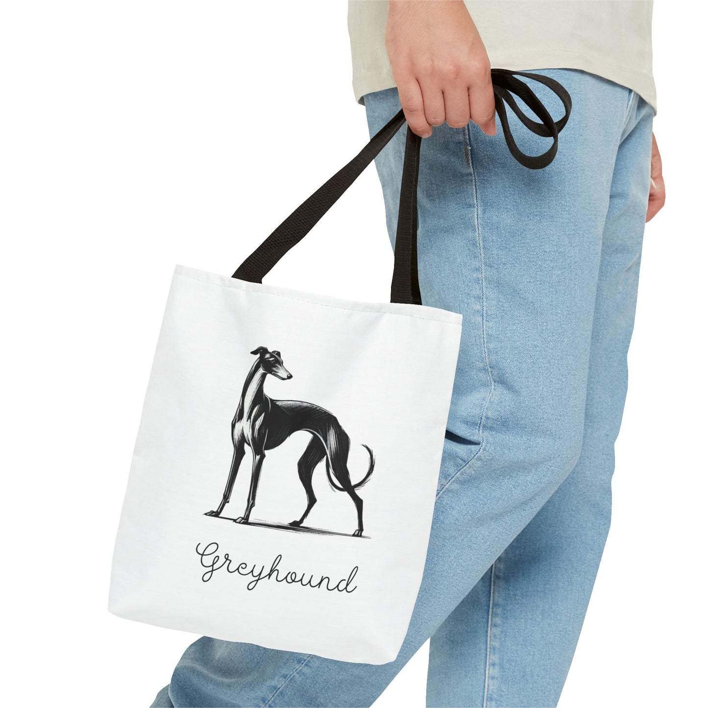 Greyhound Illustration Tote Bag – Vintage Dog Silhouette Canvas Tote