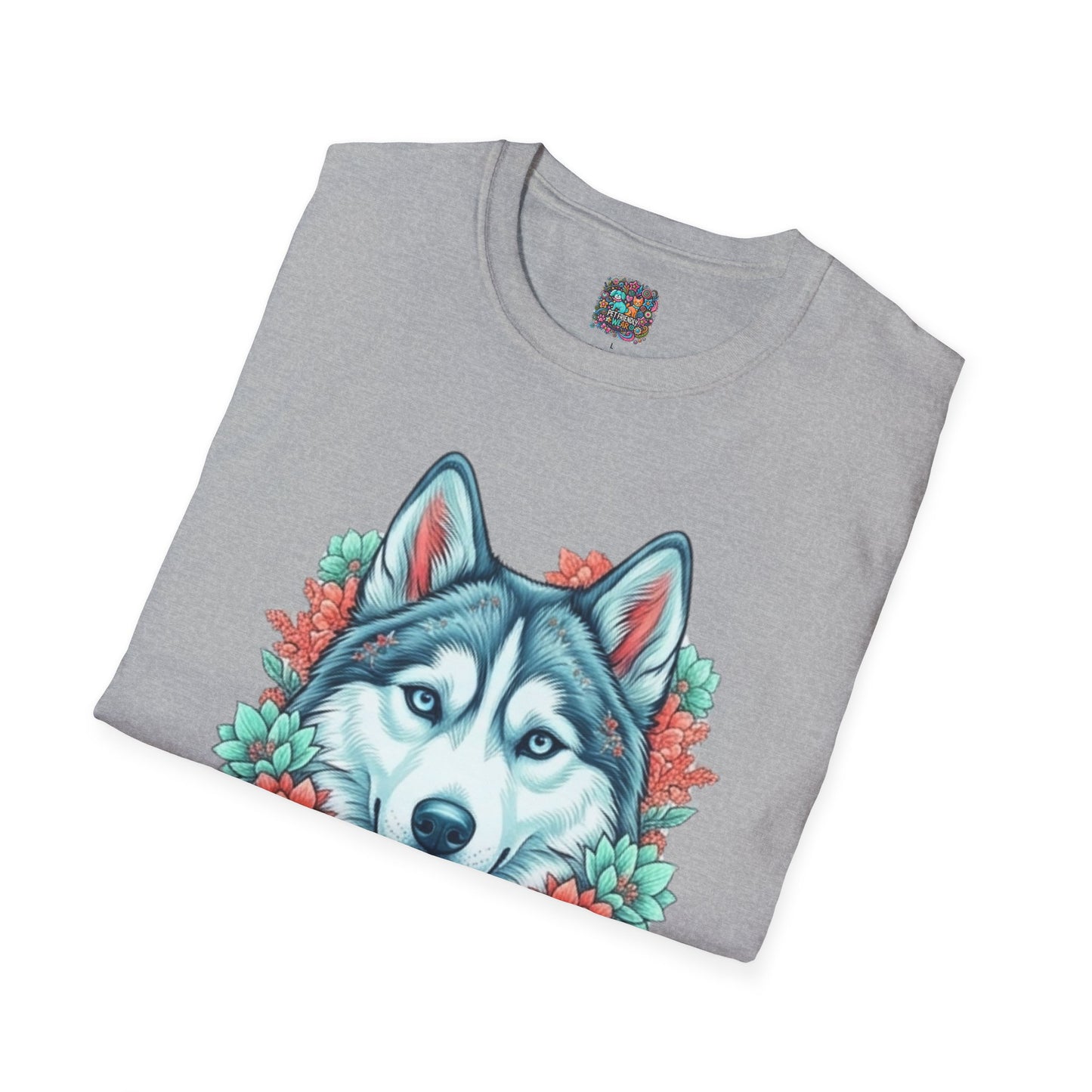 Husky Floral Tee — "Thank u 4 saving an animal" Rescue Dog Shirt