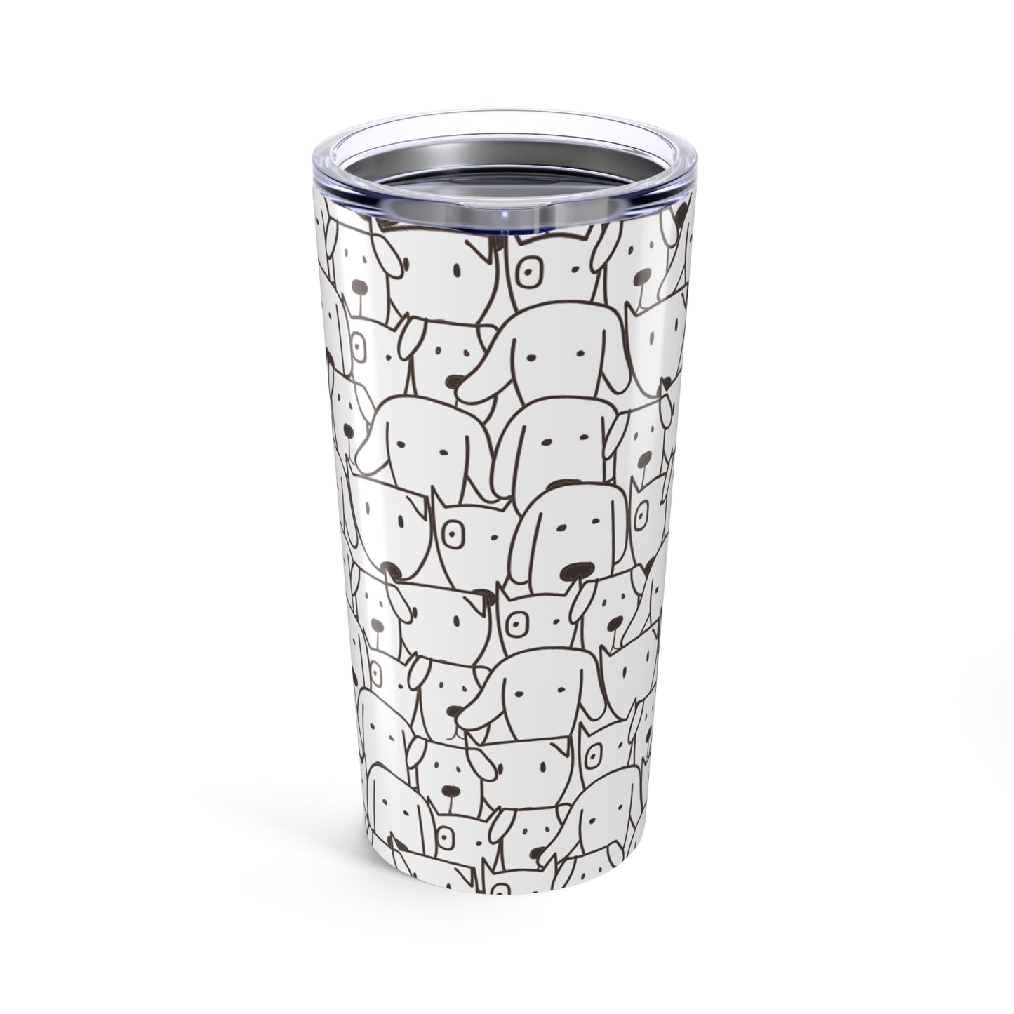20oz Dog Pattern Tumbler — Cute Hand-Drawn Puppy Stainless Travel Mug