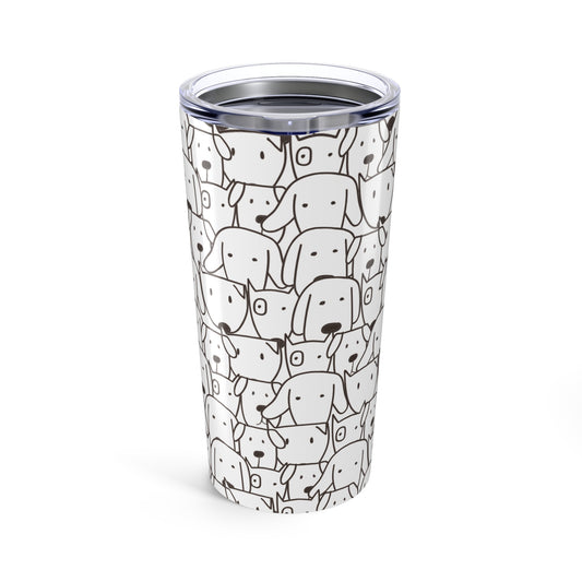 20oz Dog Pattern Tumbler — Cute Hand-Drawn Puppy Stainless Travel Mug
