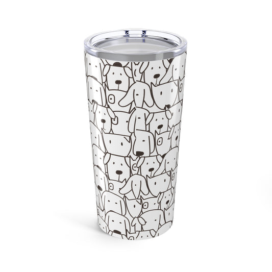 20oz Dog Pattern Tumbler — Cute Hand-Drawn Puppy Stainless Travel Mug
