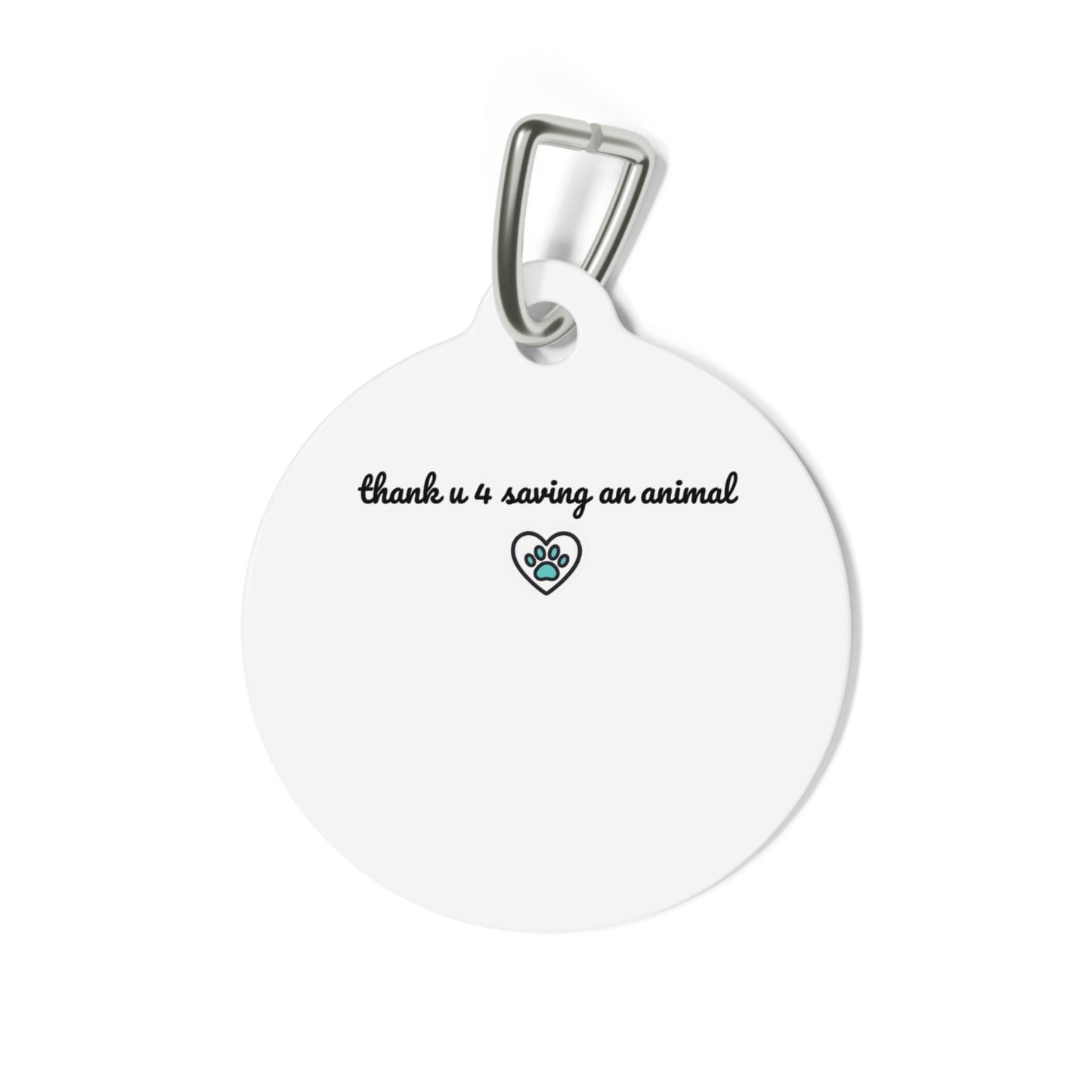 Pet Tag — Floral Confetti Paw Print ID Tag ("thank u 4 saving an animal")