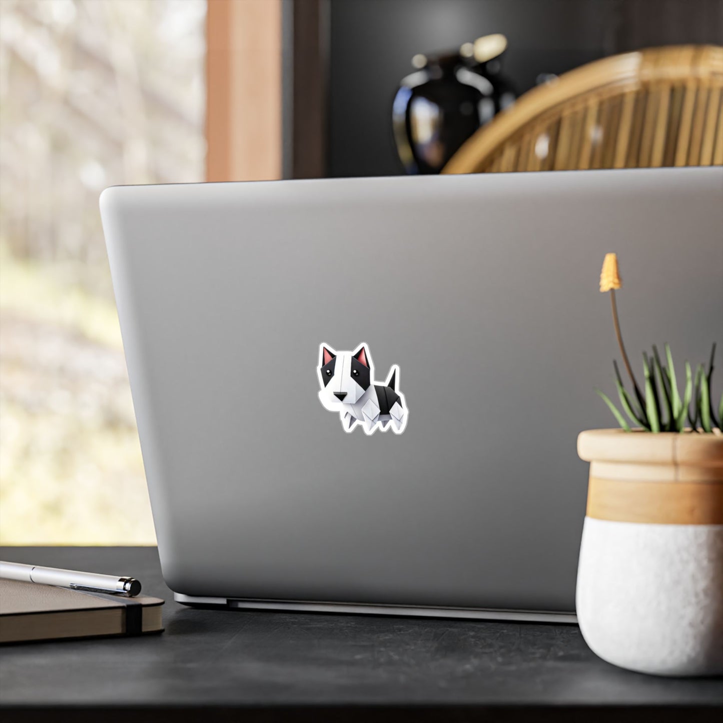 Bull Terrier Origami Vinyl Sticker — thank u 4 saving an animal" | Rescue Donation