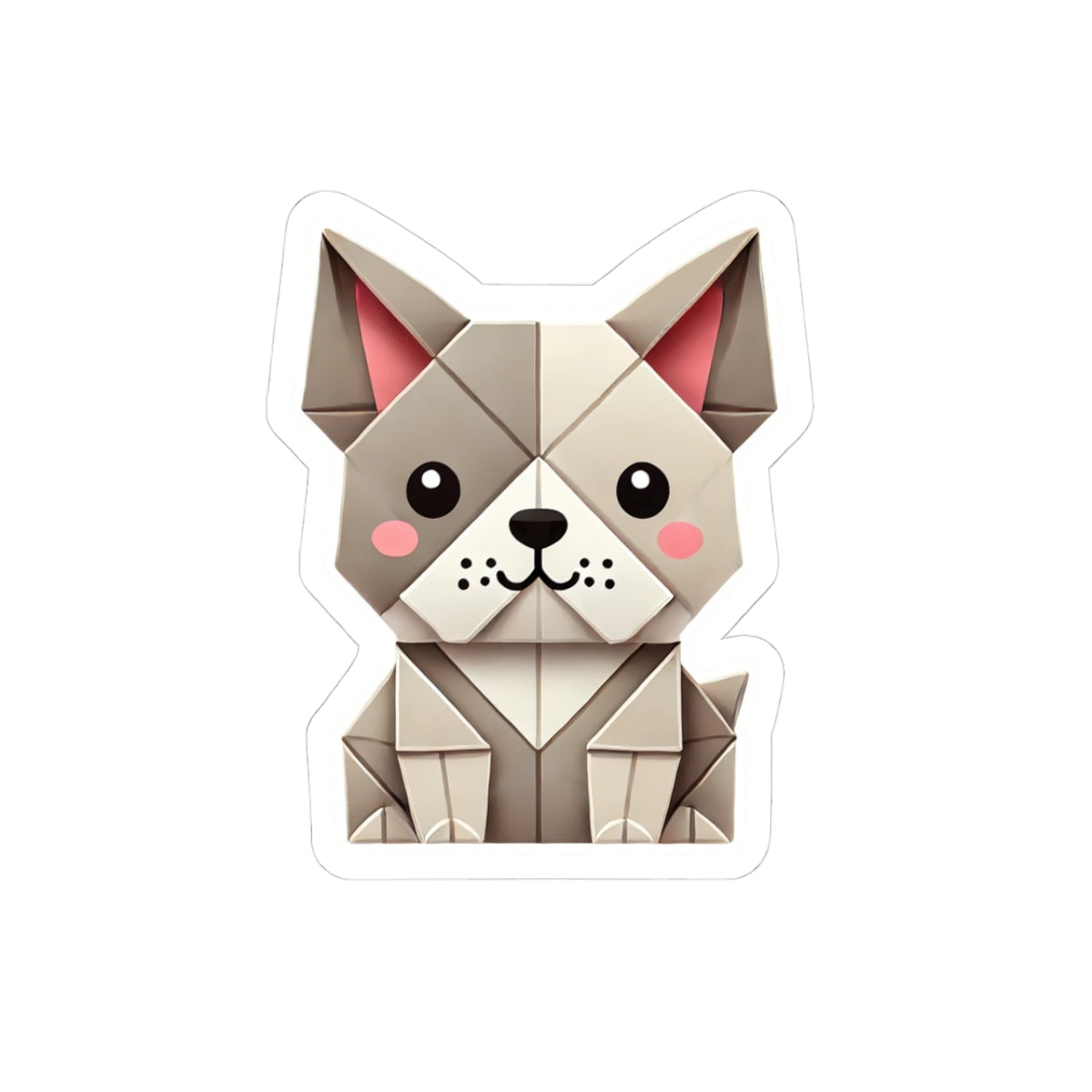 Origami French Bulldog Sticker — Cute Geometric Dog Kiss-Cut Sticker for Laptops & Water Bottles