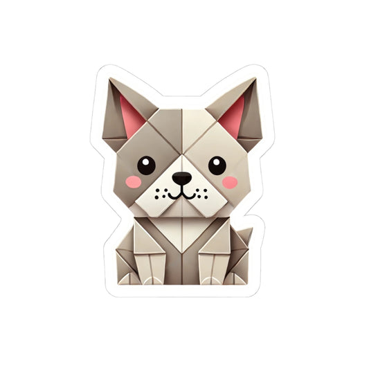 Origami French Bulldog Sticker — Cute Geometric Dog Kiss-Cut Sticker for Laptops & Water Bottles