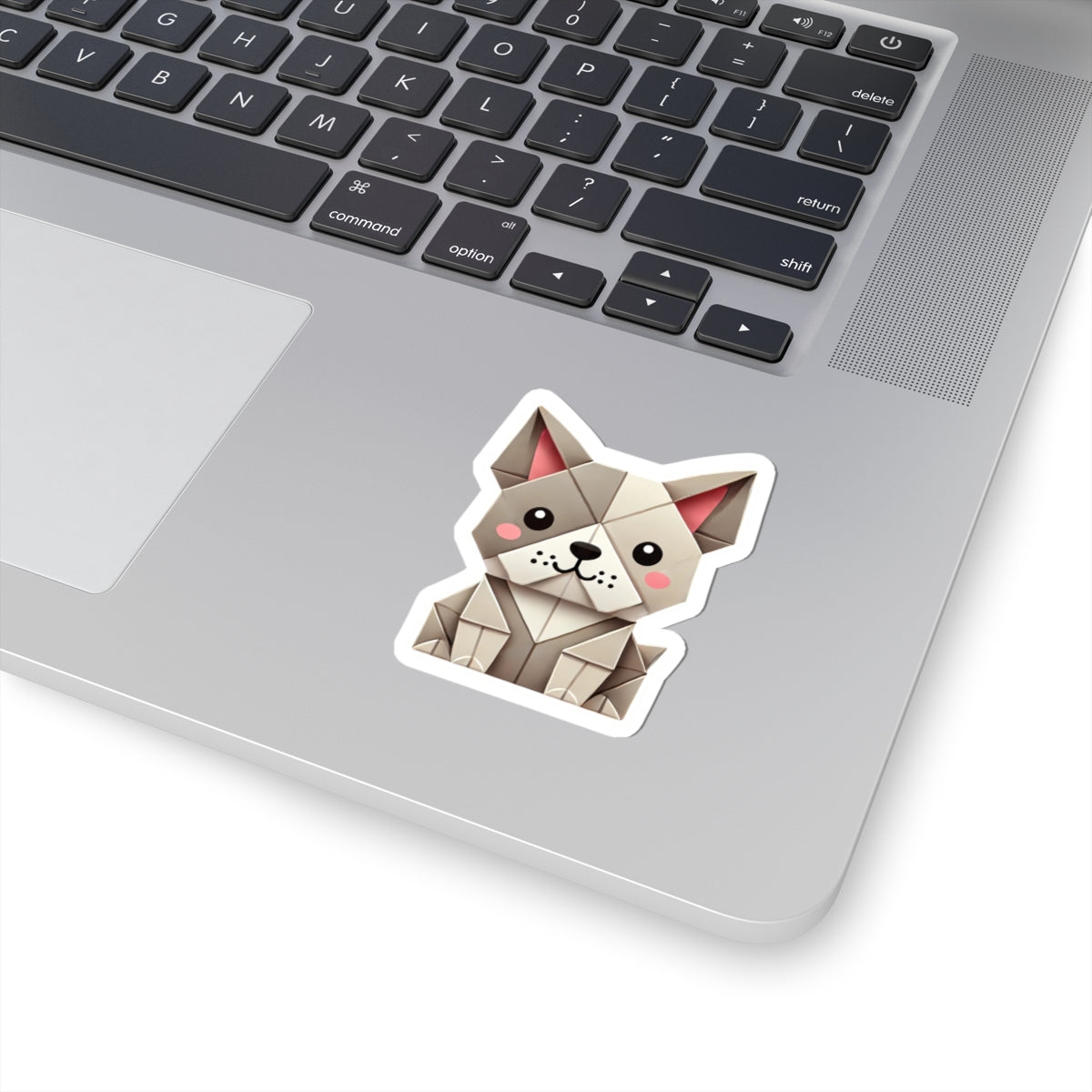 Origami French Bulldog Sticker — Cute Geometric Dog Kiss-Cut Sticker for Laptops & Water Bottles