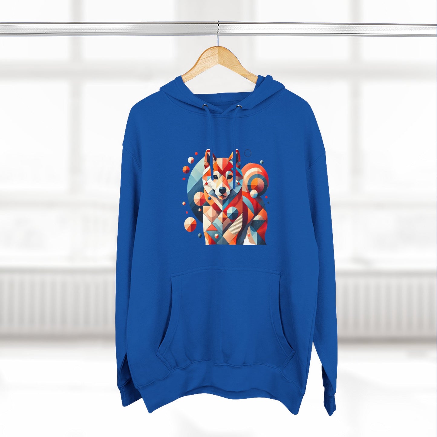 Geometric Shiba Inu Hoodie — Colorful Abstract Dog Art Pullover