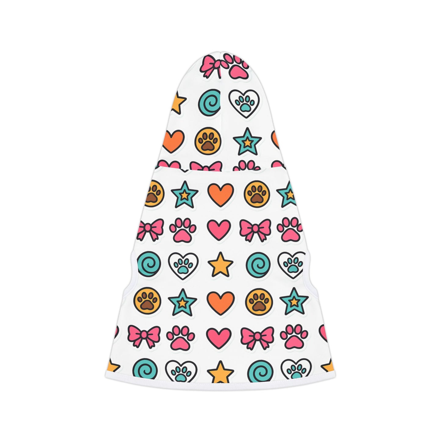 Cute Icons Pet Hoodie - Colorful Paw, Heart & Star Pattern for Small Dogs & Cats