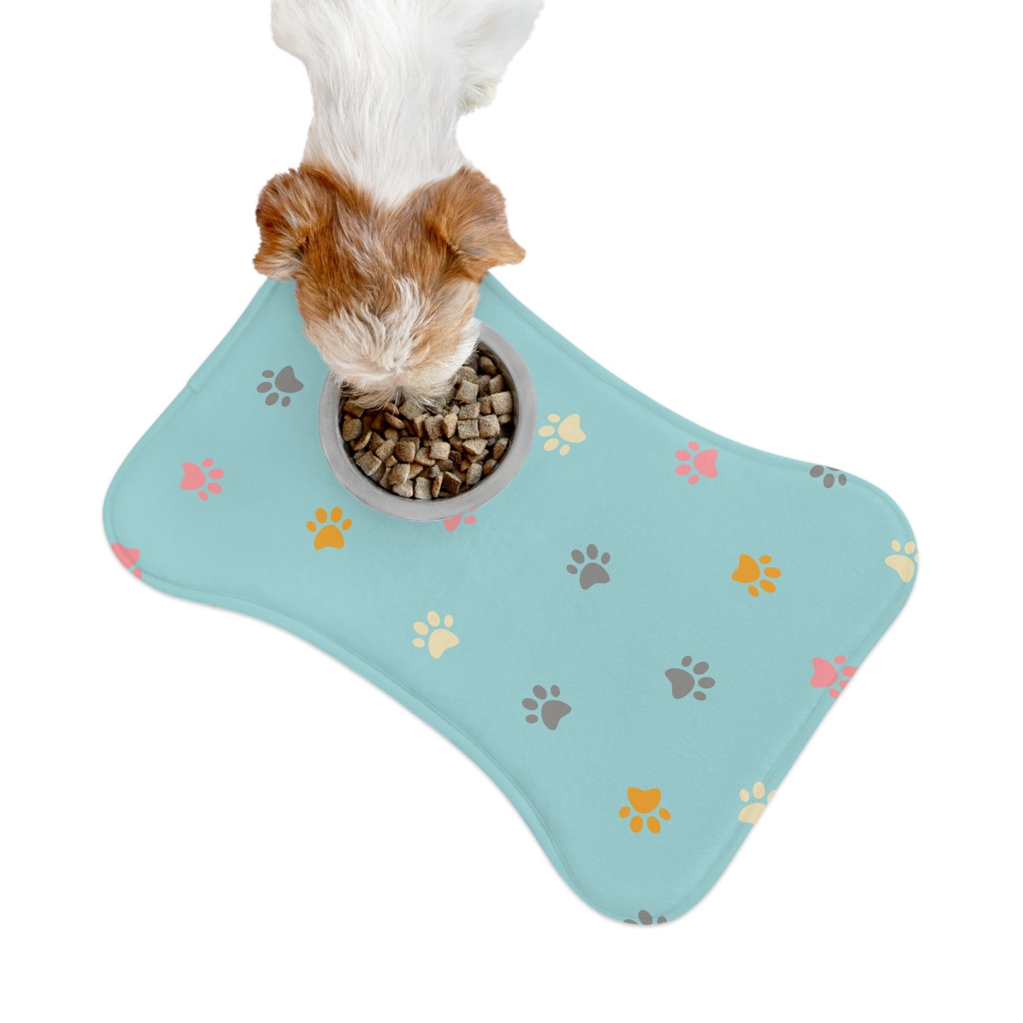Bone & Paw Print Pet Feeding Mat — Non-Slip Food Bowl Placemat for Dogs & Cats