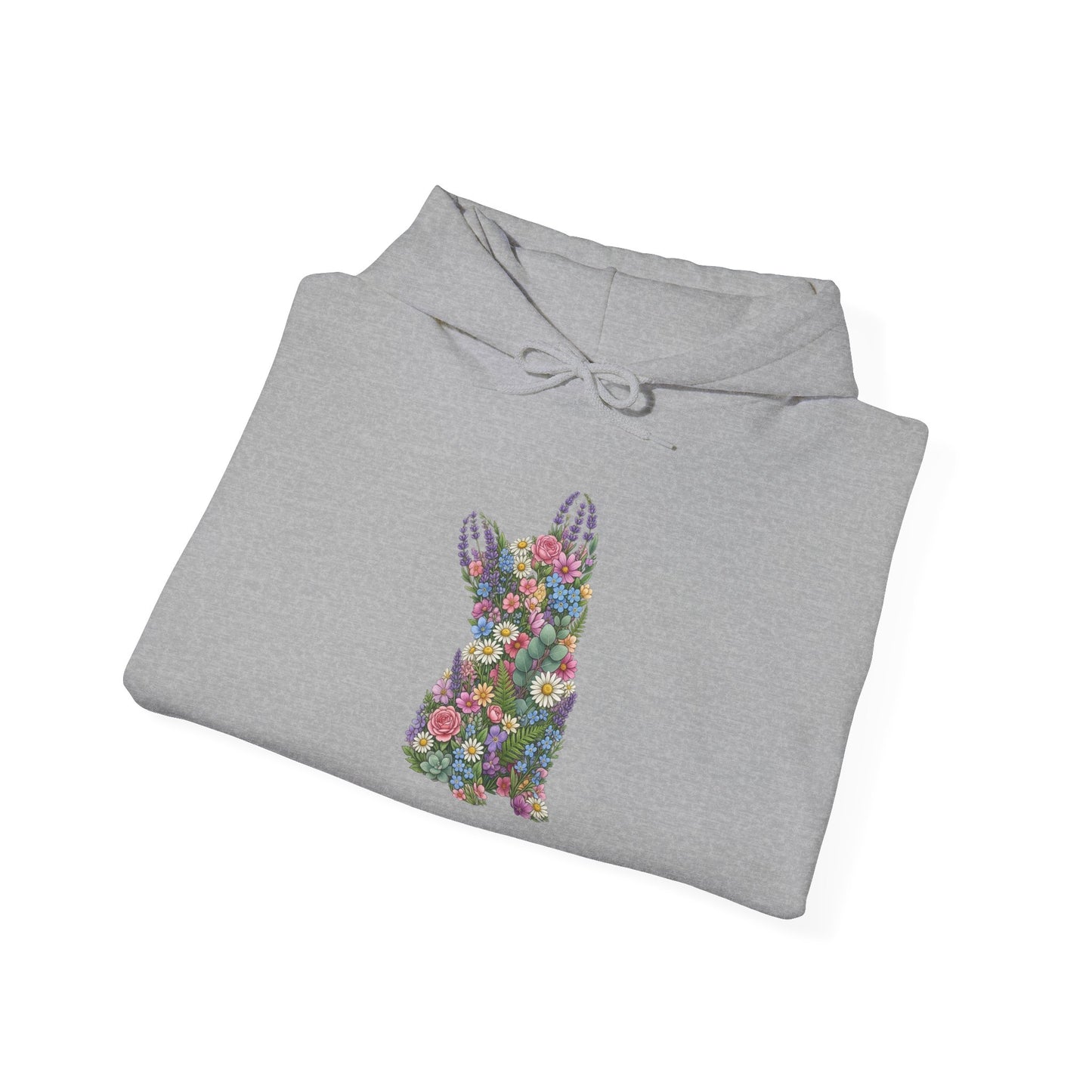 Floral Bunny Hoodie — Colorful Flower Silhouette Rabbit Sweatshirt