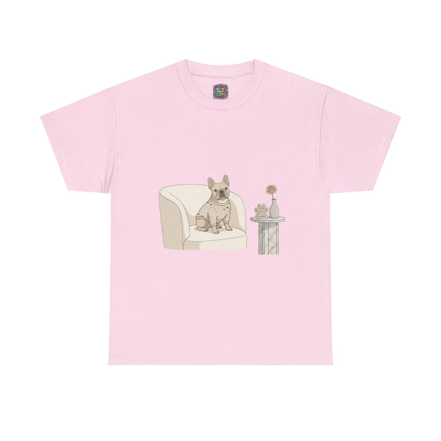 French Bulldog on Cozy Chair T-Shirt — "Thanks 4 Wearing Me Around" Cute Casual Tee