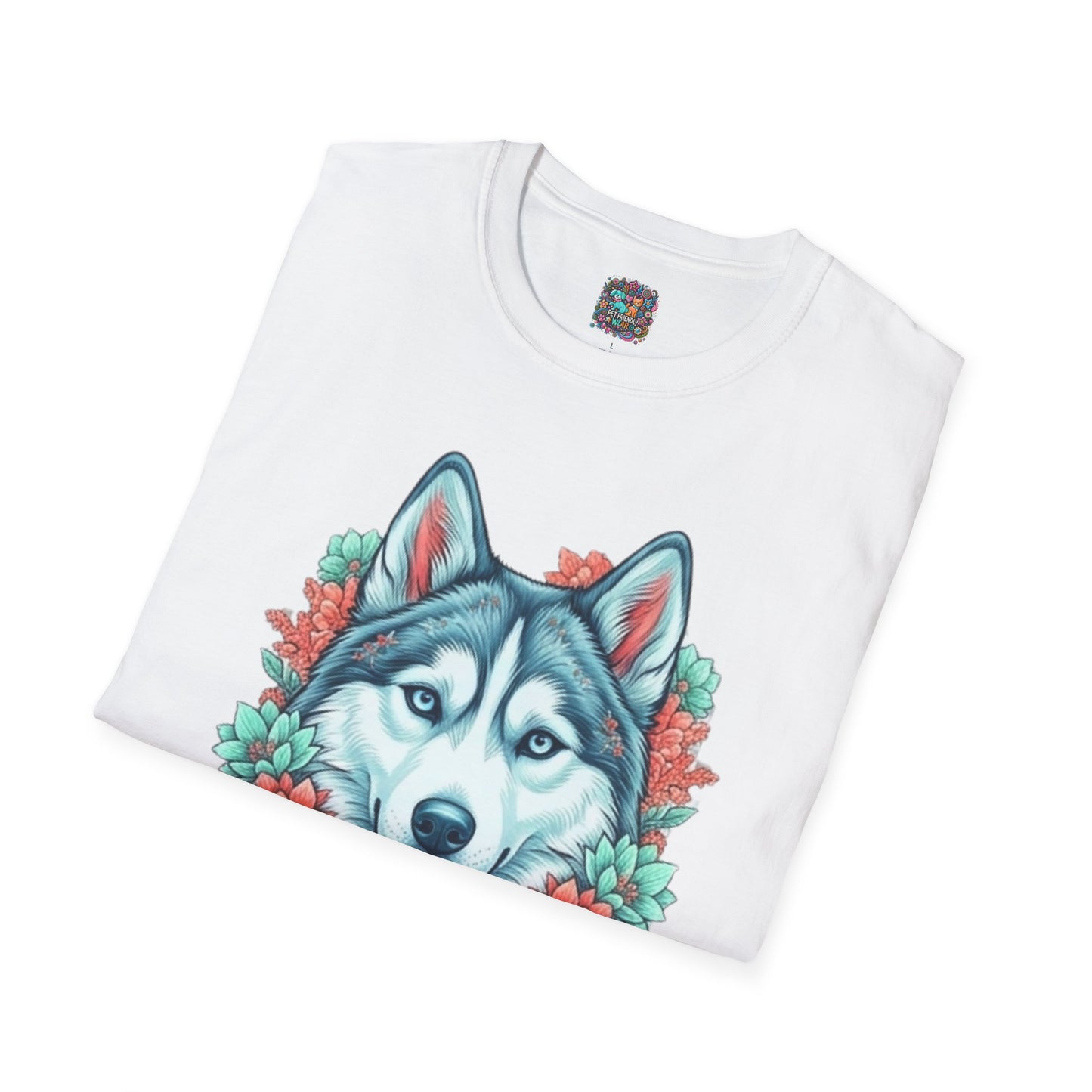 Husky Floral Tee — "Thank u 4 saving an animal" Rescue Dog Shirt
