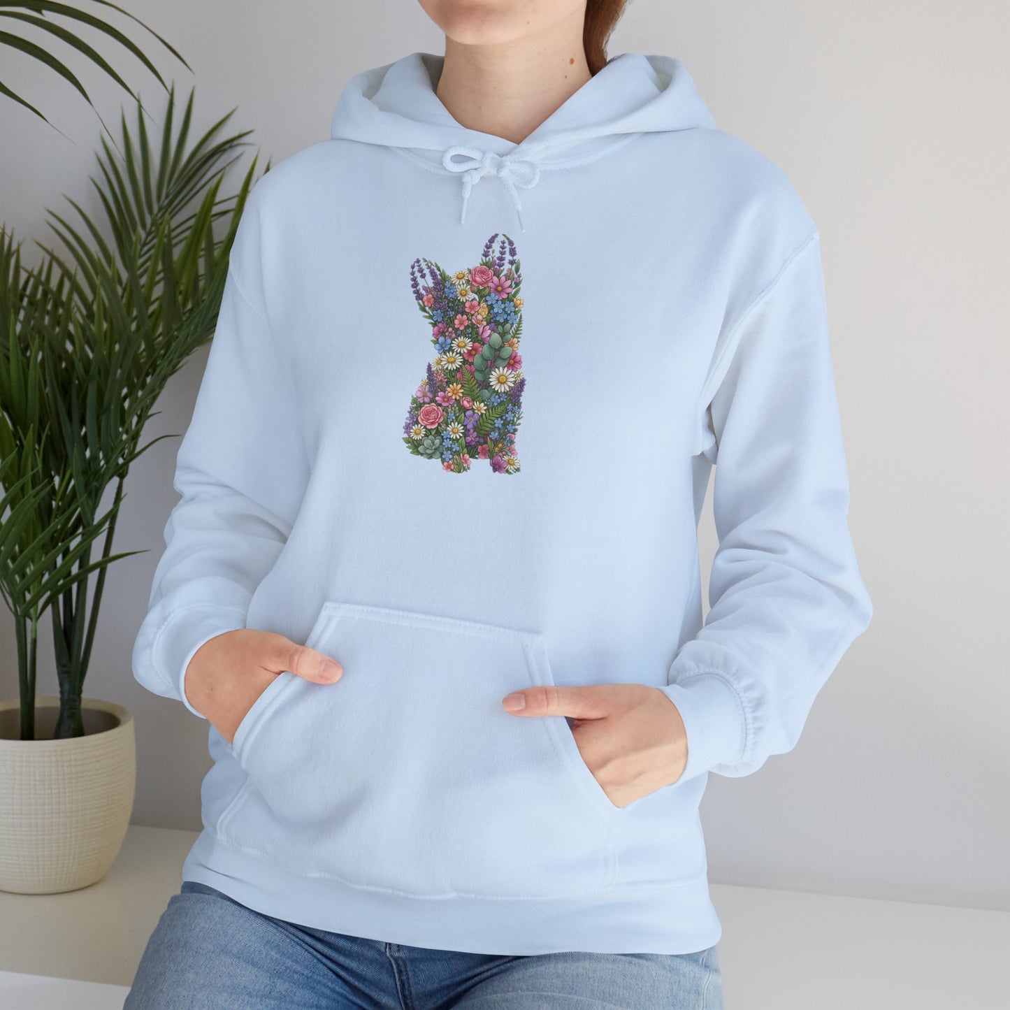 Floral Bunny Hoodie — Colorful Flower Silhouette Rabbit Sweatshirt