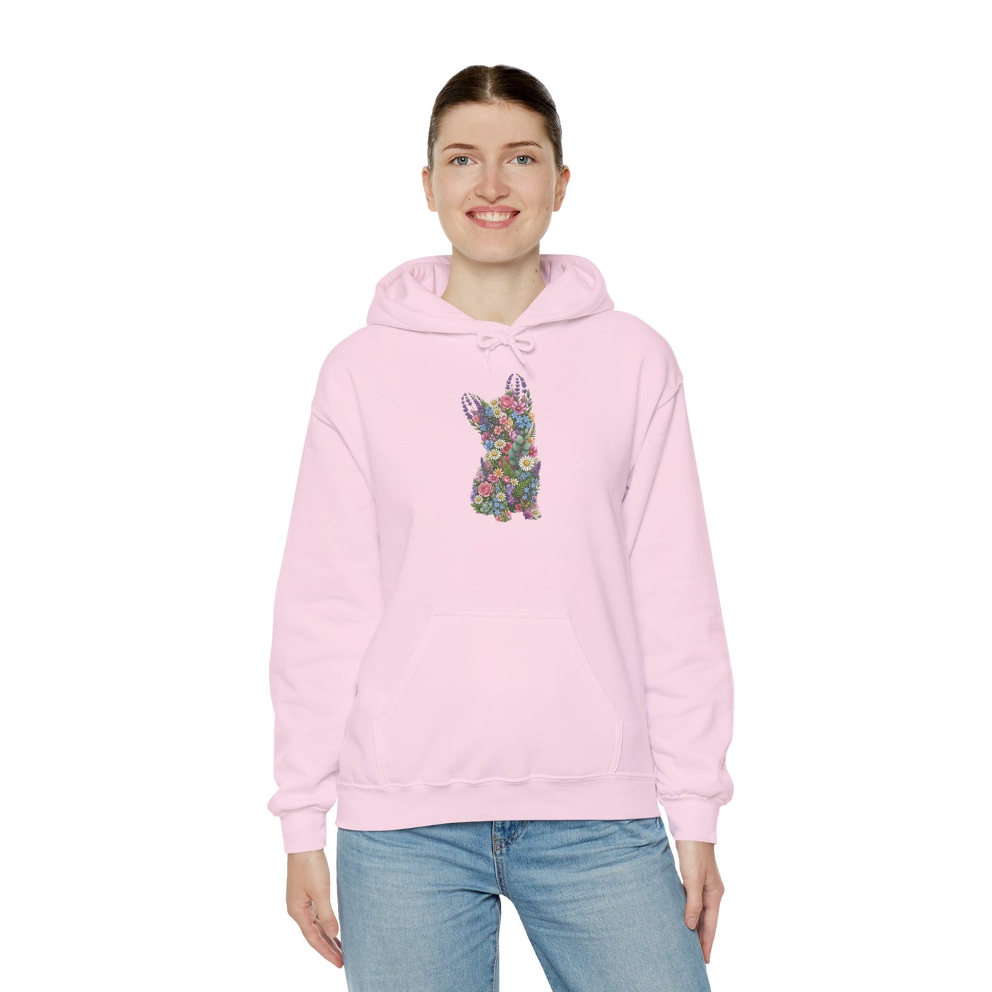 Floral Bunny Hoodie — Colorful Flower Silhouette Rabbit Sweatshirt