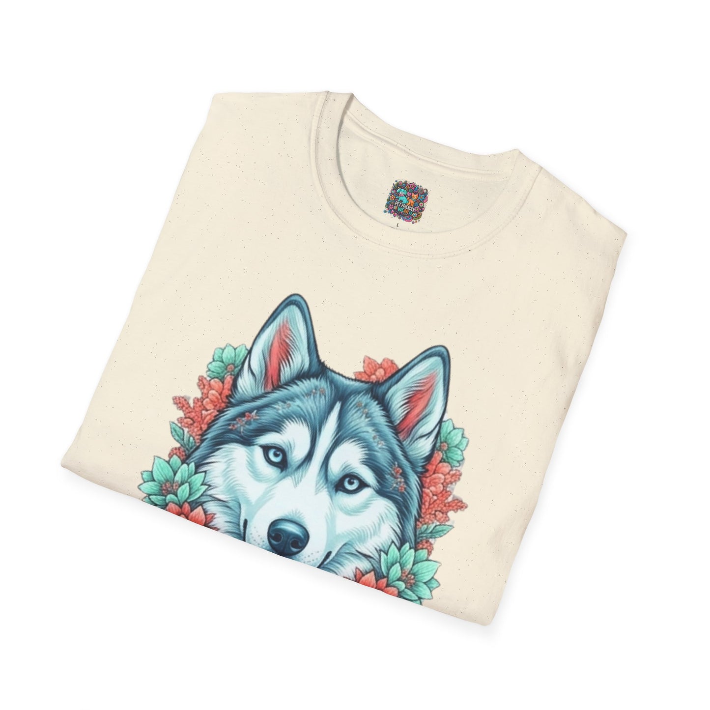 Husky Floral Tee — "Thank u 4 saving an animal" Rescue Dog Shirt