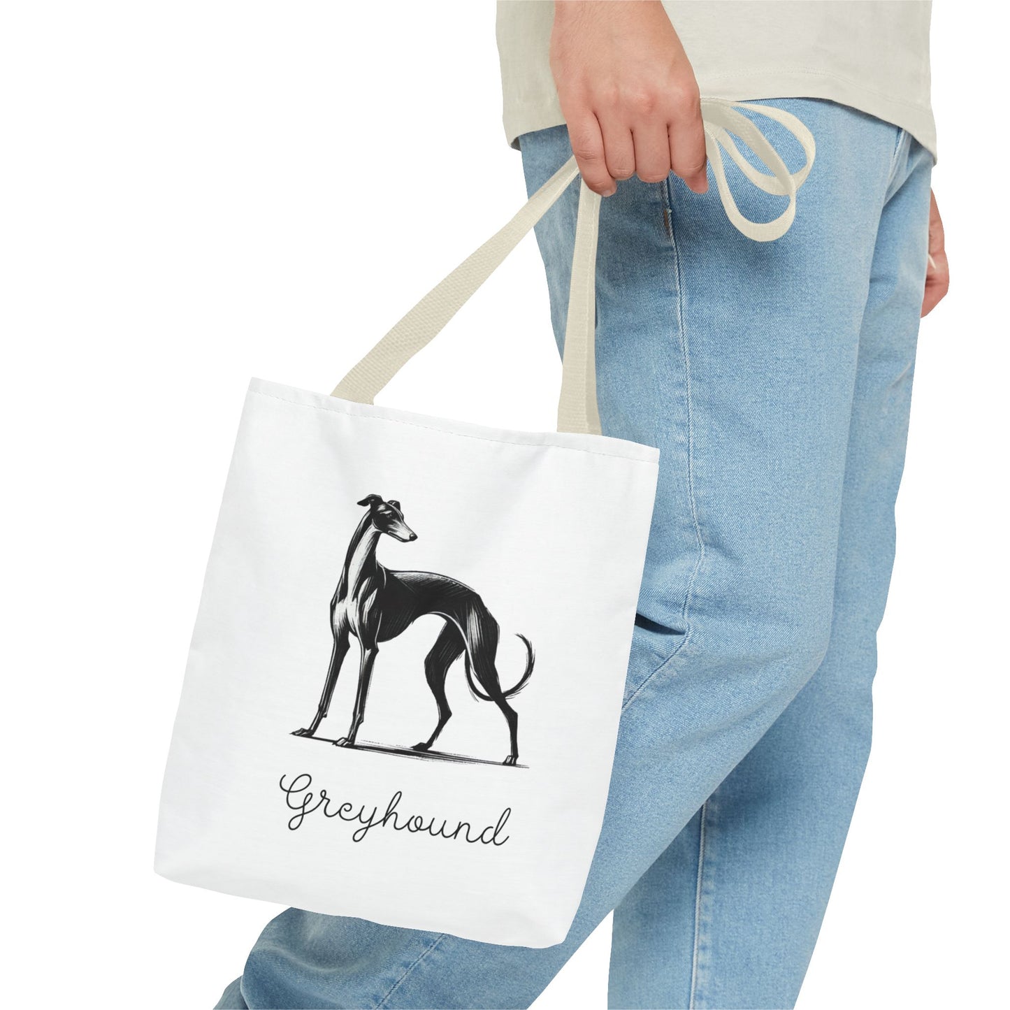 Greyhound Illustration Tote Bag – Vintage Dog Silhouette Canvas Tote