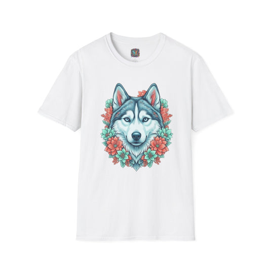Husky Floral Tee — "Thank u 4 saving an animal" Rescue Dog Shirt