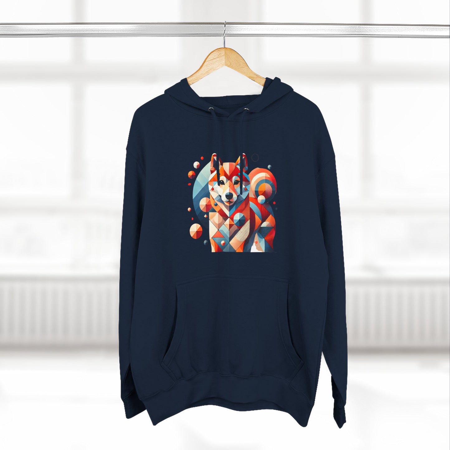 Geometric Shiba Inu Hoodie — Colorful Abstract Dog Art Pullover