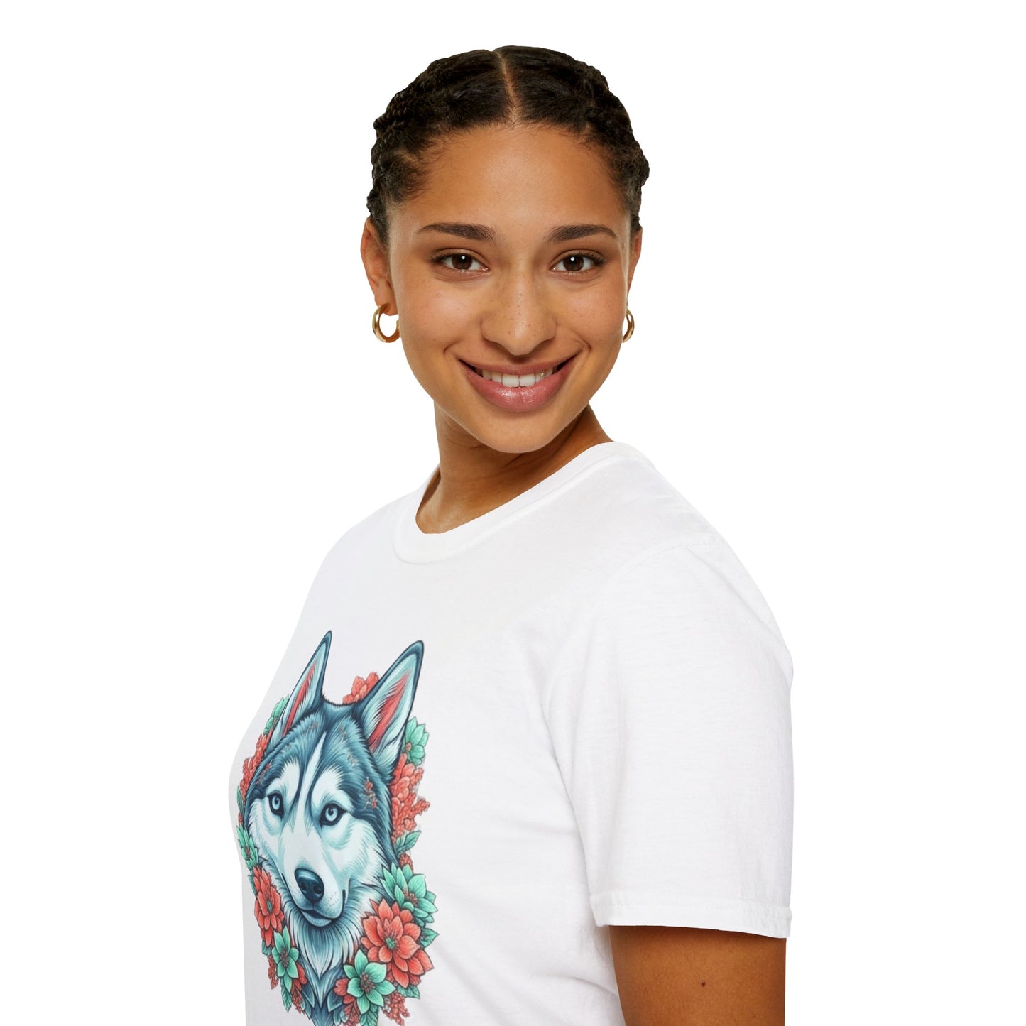 Husky Floral Tee — "Thank u 4 saving an animal" Rescue Dog Shirt