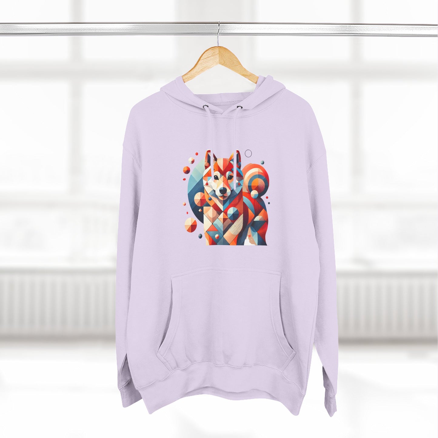 Geometric Shiba Inu Hoodie — Colorful Abstract Dog Art Pullover