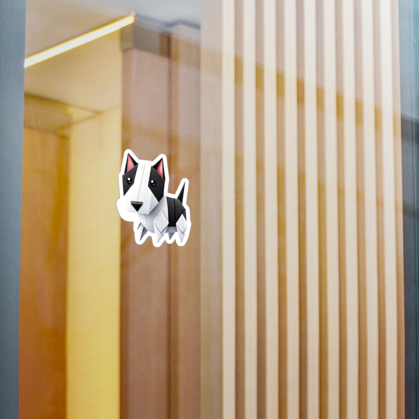Bull Terrier Origami Vinyl Sticker — thank u 4 saving an animal" | Rescue Donation