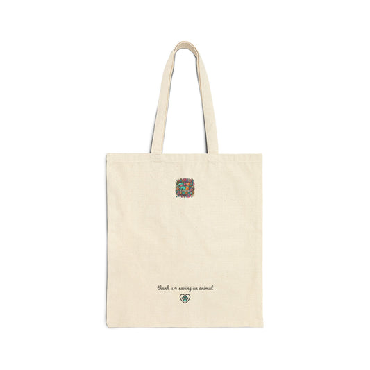 Canvas Tote Bag — Green Paw Print with Confetti Dots, Cute Pet Lover Grocery & Gift Tote