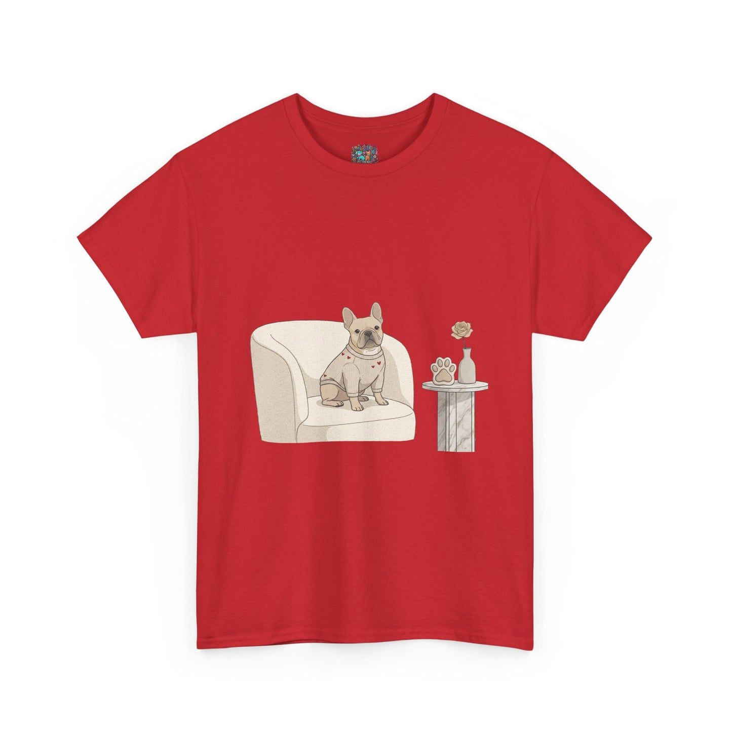 French Bulldog on Cozy Chair T-Shirt — "Thanks 4 Wearing Me Around" Cute Casual Tee