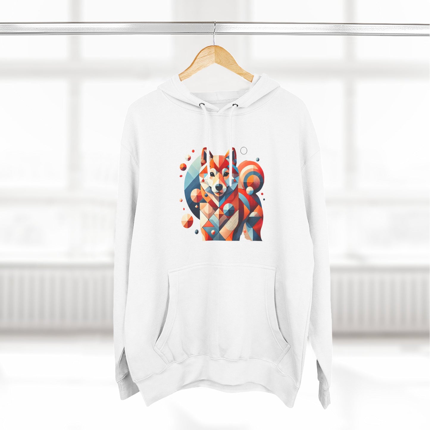 Geometric Shiba Inu Hoodie — Colorful Abstract Dog Art Pullover