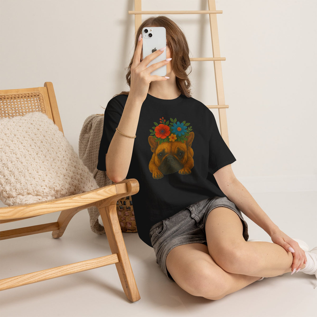 Floral Frenchie Tee — Colorful Flower French Bulldog T-Shirt