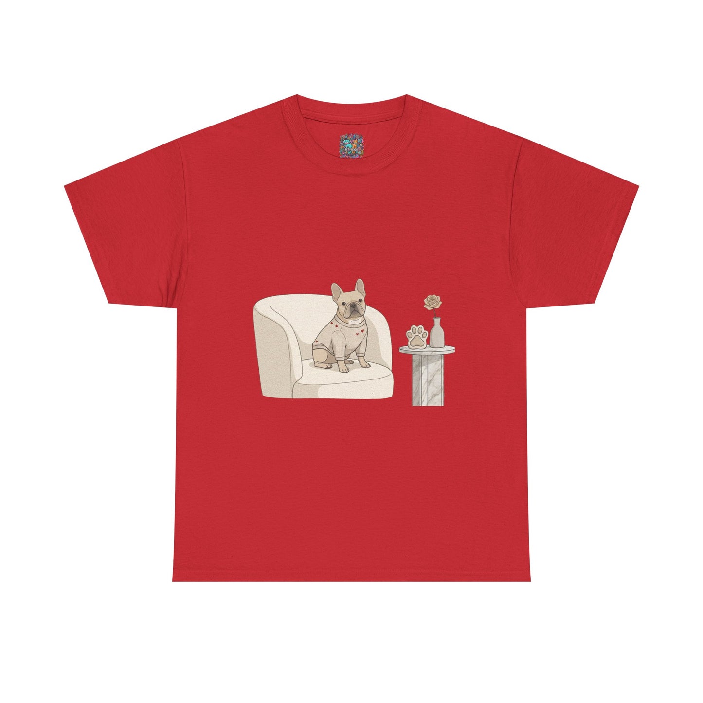 French Bulldog on Cozy Chair T-Shirt — "Thanks 4 Wearing Me Around" Cute Casual Tee