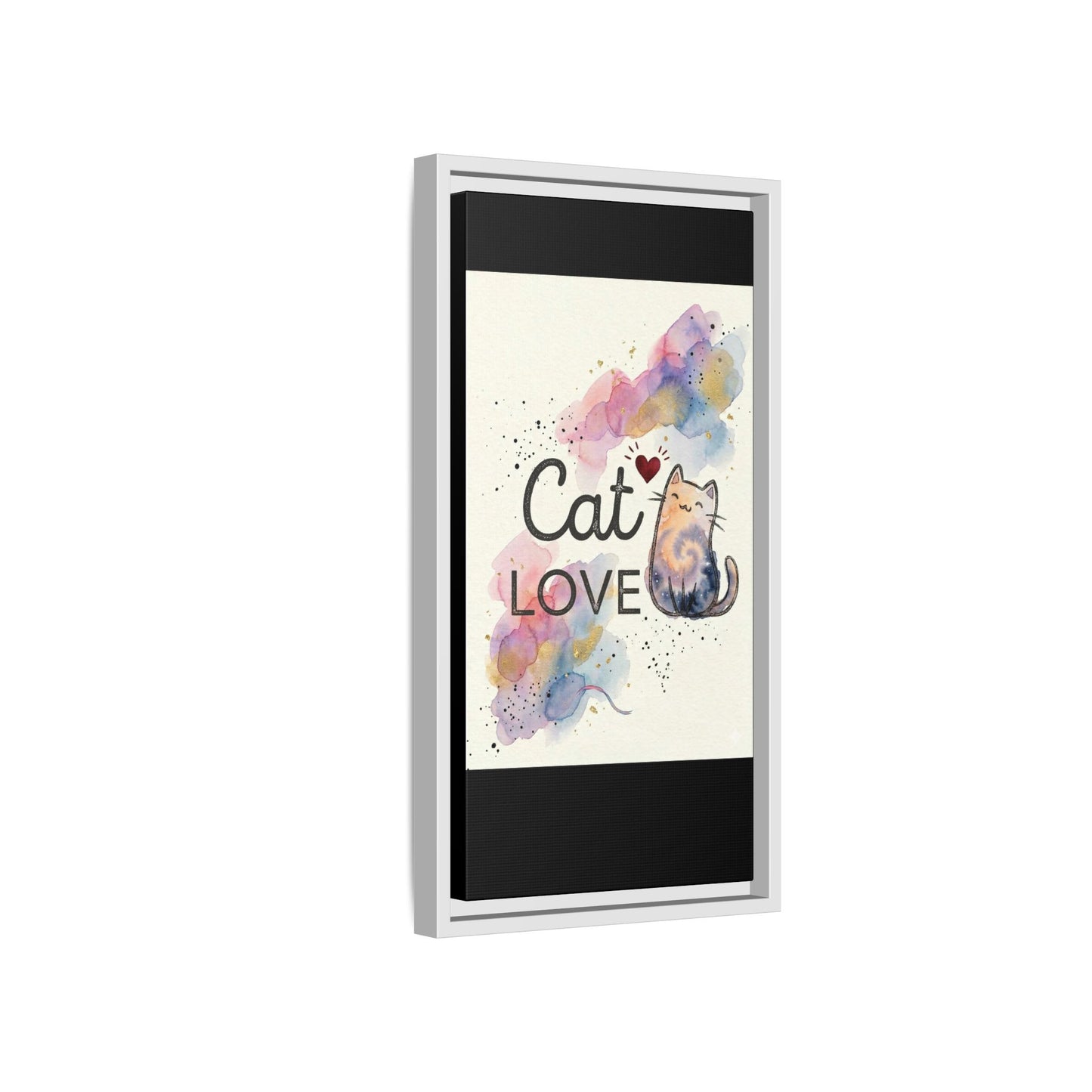 Cat Love Framed Canvas Print — Watercolor Cat Wall Art