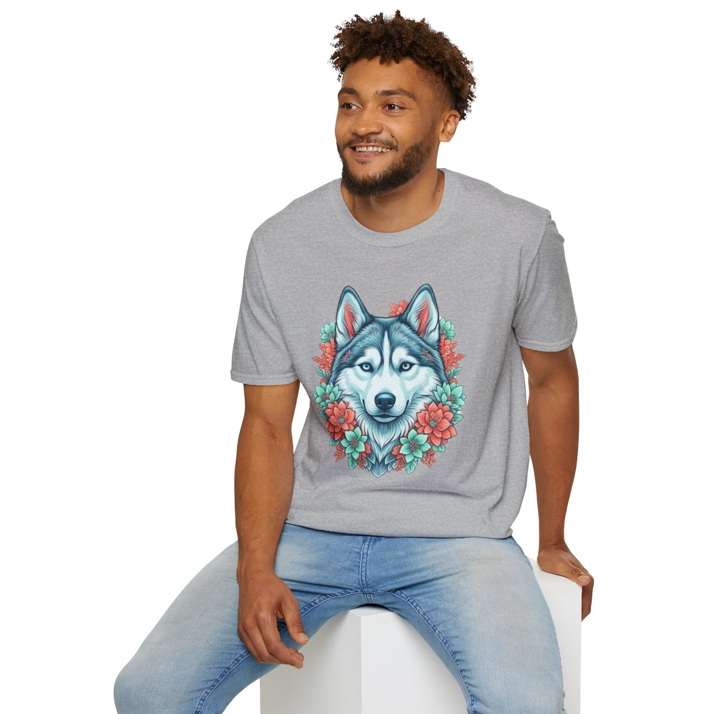 Husky Floral Tee — "Thank u 4 saving an animal" Rescue Dog Shirt