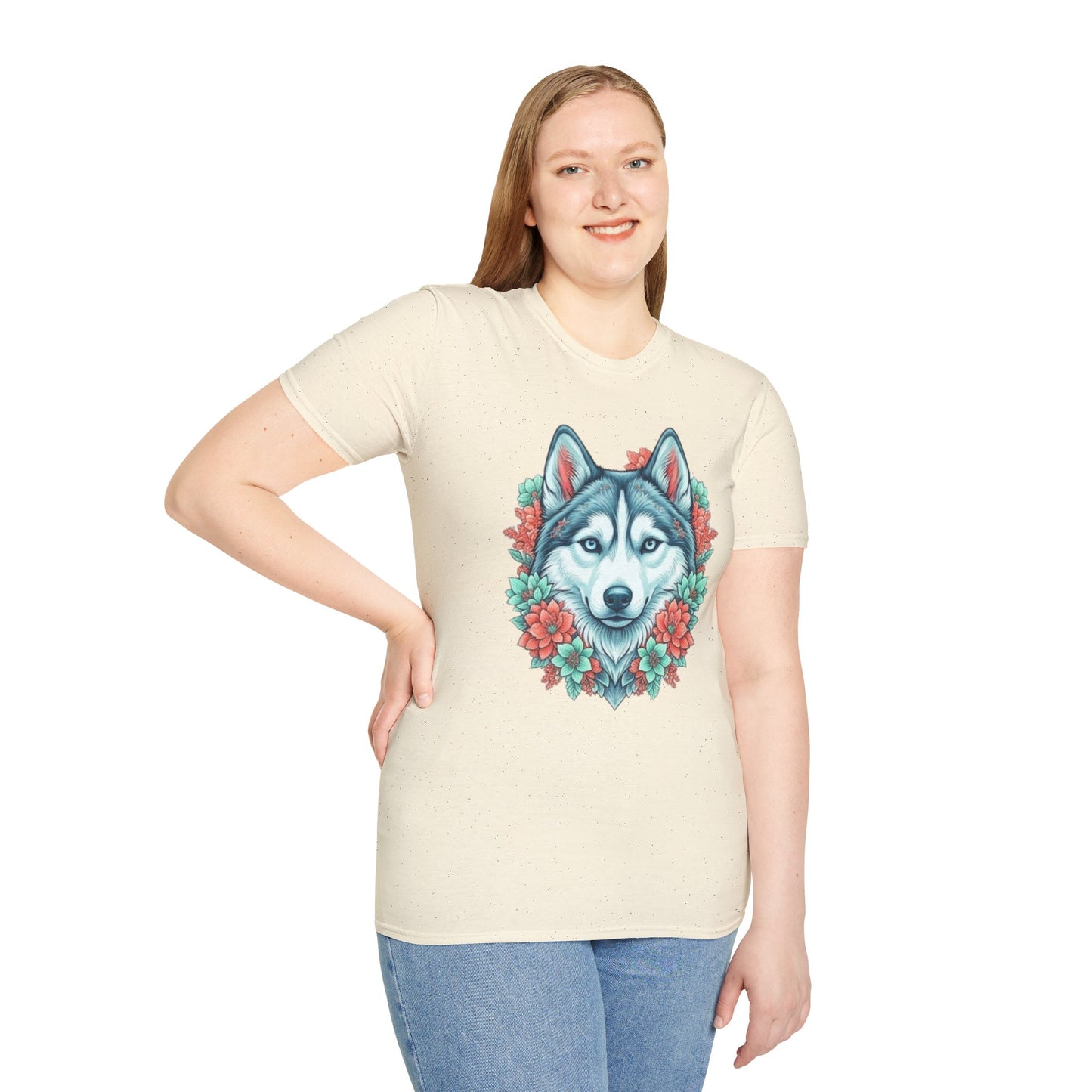 Husky Floral Tee — "Thank u 4 saving an animal" Rescue Dog Shirt