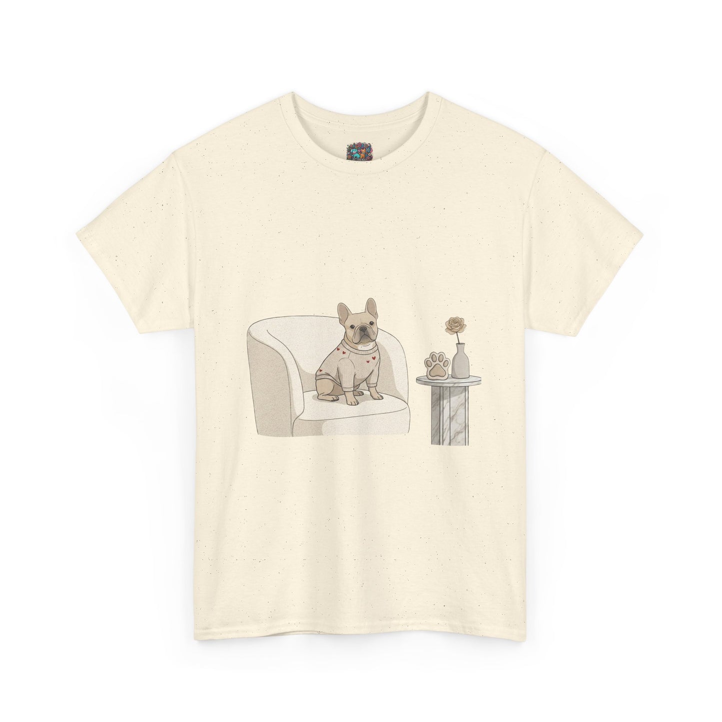 French Bulldog on Cozy Chair T-Shirt — "Thanks 4 Wearing Me Around" Cute Casual Tee